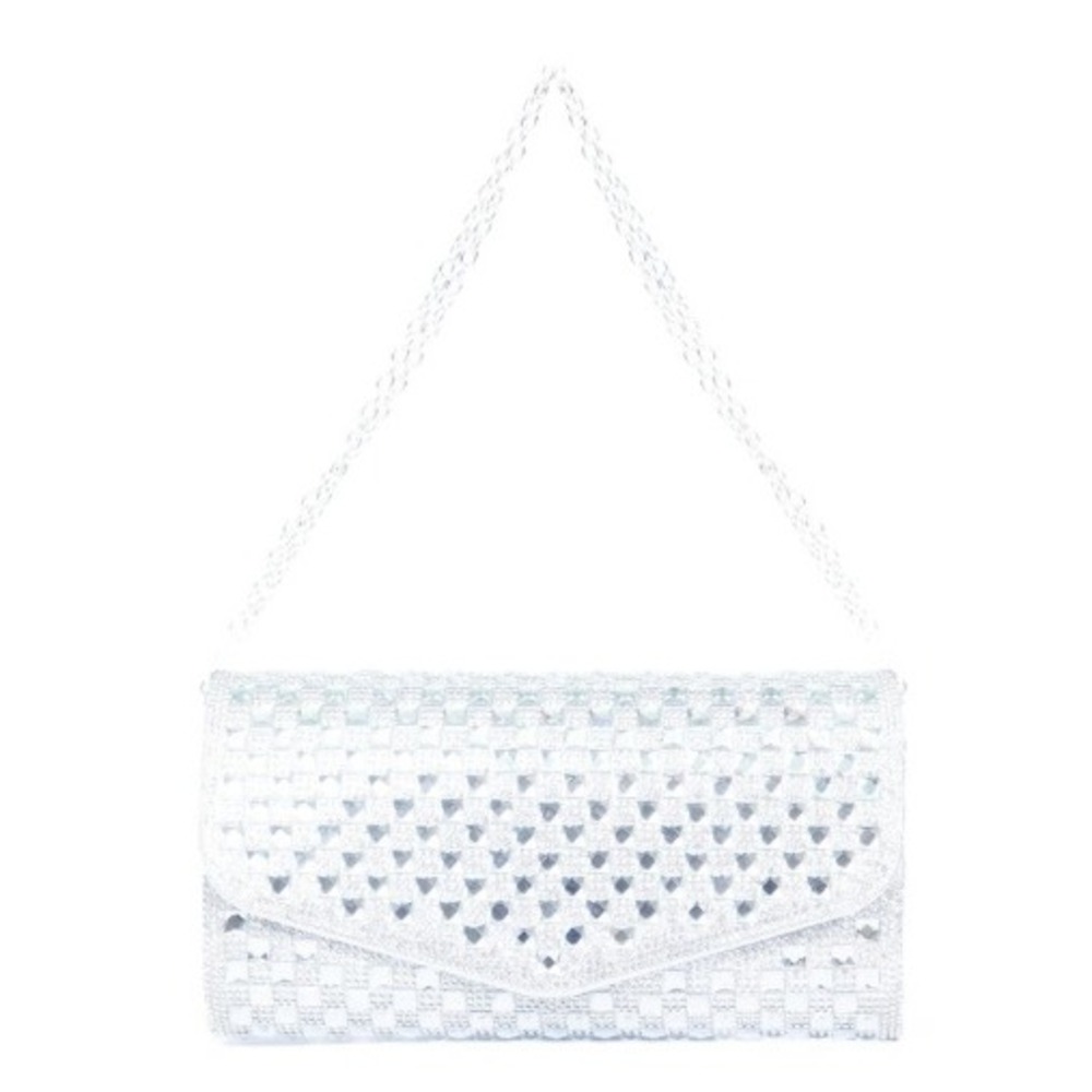 Lauren Lorraine Misha Clutch Evening Bag Rhinestone Wedding (Silver) Geometric